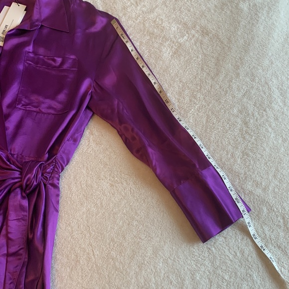 SOLD || Zara Purple Satin Effect Wrap Dress- Size L - Picture 12 of 13